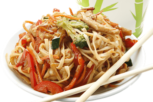 Удон XL с овощами и курицей, соус слабоострый Удон XL с овощами и курицей, соус слабоострый